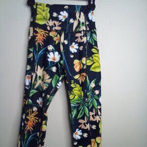 Ododos Leggings Women XS Cropped Pocket Floral Tropical Colorful